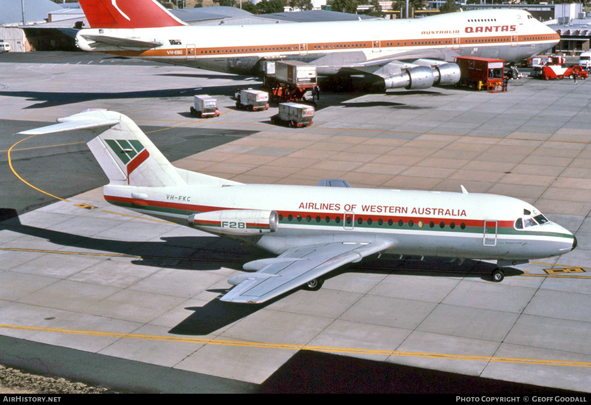 Aircraft Photo of VH-FKC | Fokker F28-1000 Fellowship | Airlines of Western Australia | AirHistory.net #225542