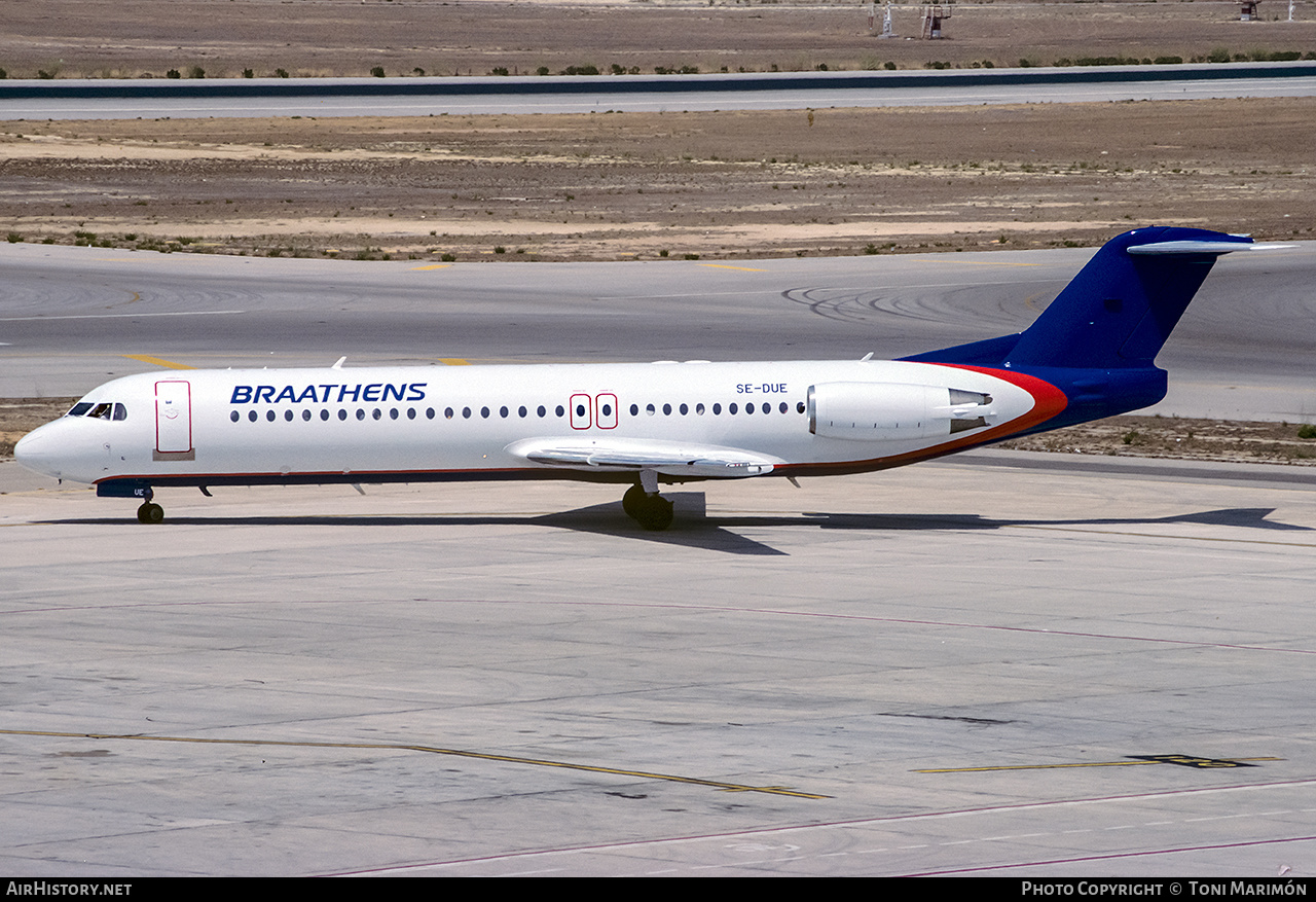 Aircraft Photo of SE-DUE | Fokker 100 (F28-0100) | Braathens | AirHistory.net #228369