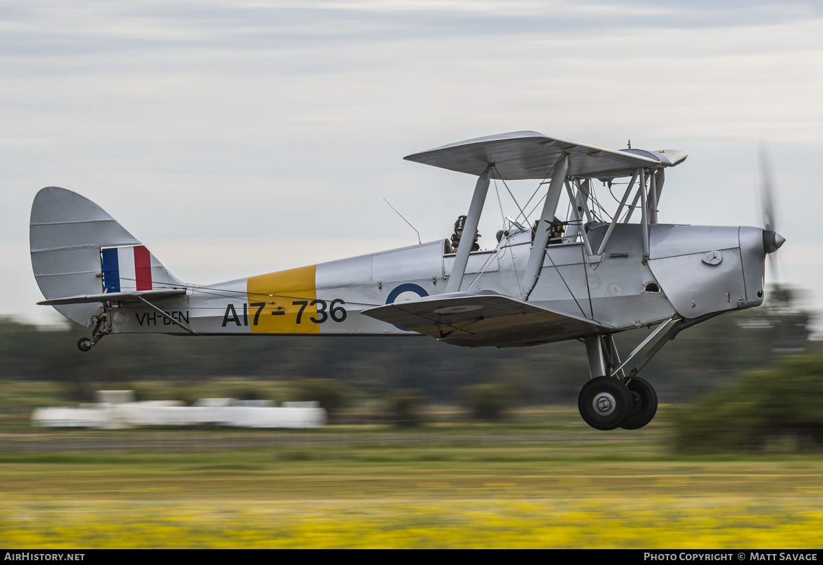 Aircraft Photo of VH-BEN / A17-736 | De Havilland D.H. 82A Tiger Moth | Australia - Air Force | AirHistory.net #228527