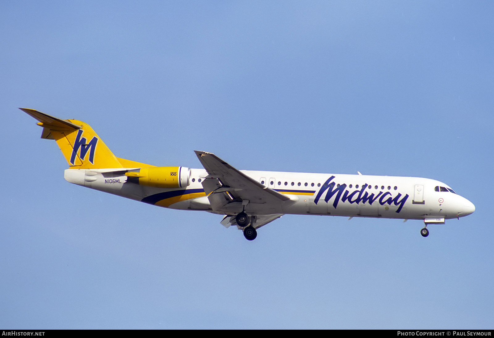 Aircraft Photo of N106ML | Fokker 100 (F28-0100) | Midway Airlines | AirHistory.net #230080