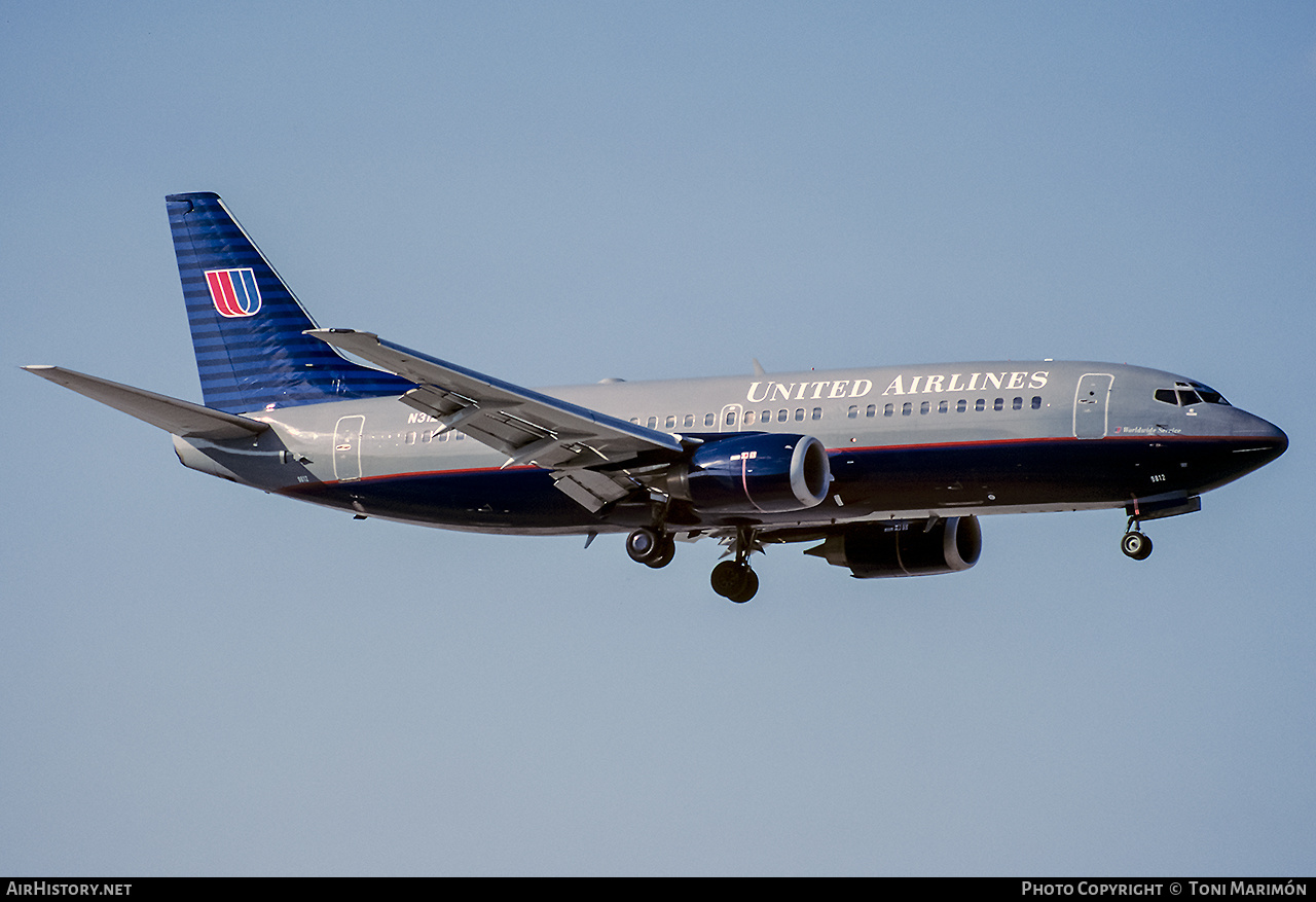 Aircraft Photo of N312UA | Boeing 737-322 | United Airlines | AirHistory.net #233892