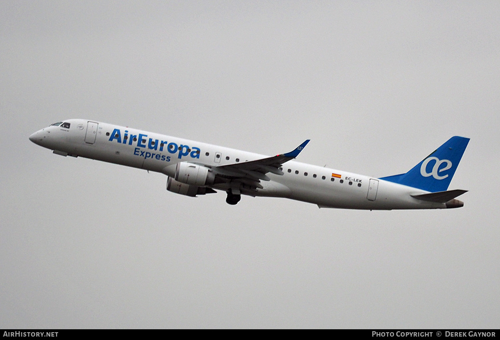 Aircraft Photo of EC-LEK | Embraer 195LR (ERJ-190-200LR) | Air Europa Express | AirHistory.net #234400