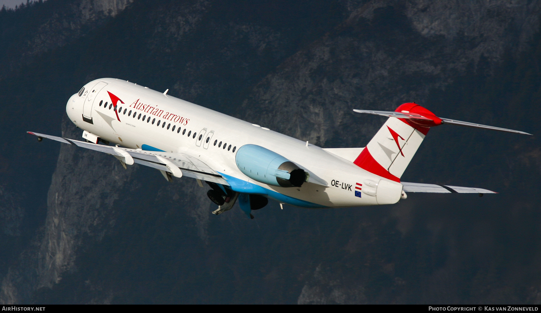 Aircraft Photo of OE-LVK | Fokker 100 (F28-0100) | Austrian Arrows | AirHistory.net #237380