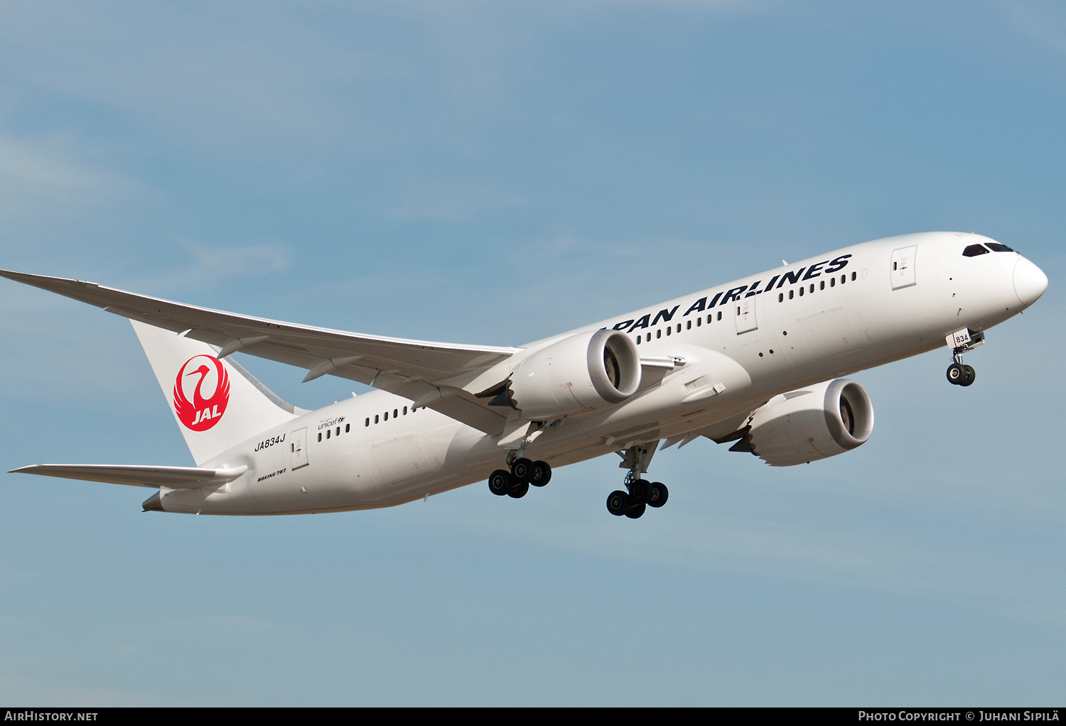 Aircraft Photo of JA834J | Boeing 787-8 Dreamliner | Japan Airlines - JAL | AirHistory.net #238825