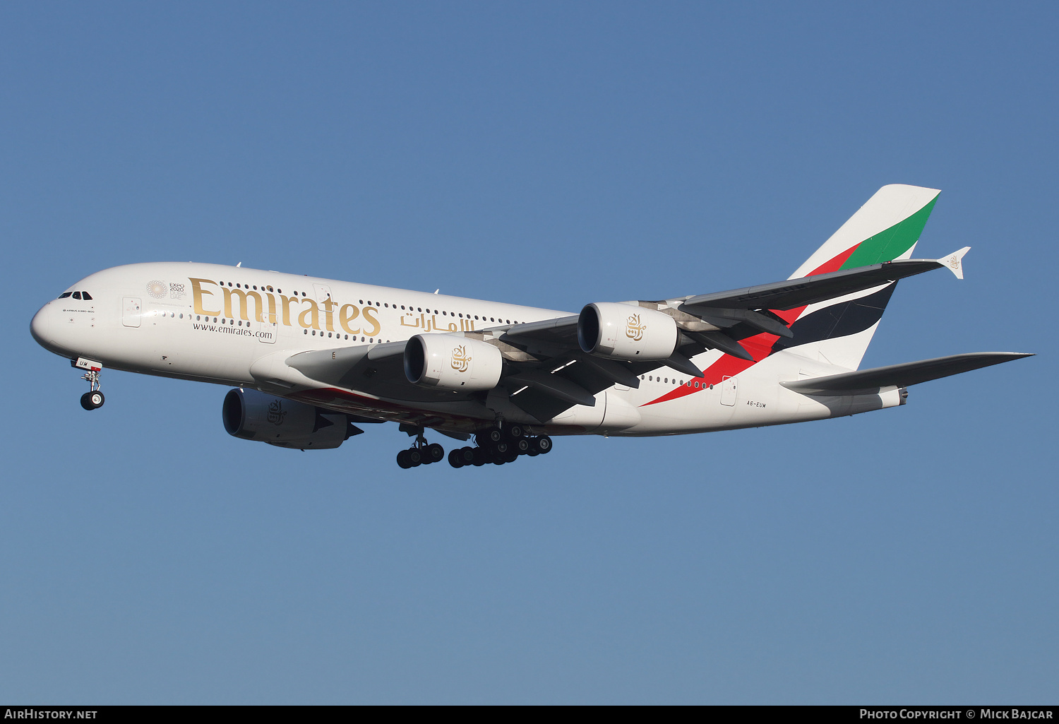Aircraft Photo of A6-EUM | Airbus A380-861 | Emirates | AirHistory.net #240196