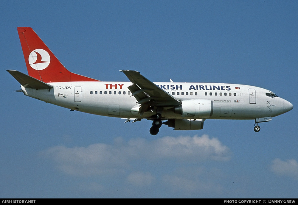 Aircraft Photo of TC-JDV | Boeing 737-5Y0 | THY Türk Hava Yolları - Turkish Airlines | AirHistory.net #241758