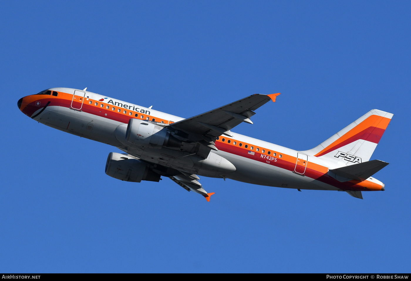 Aircraft Photo of N742PS | Airbus A319-112 | American Airlines | PSA - Pacific Southwest Airlines | AirHistory.net #241802