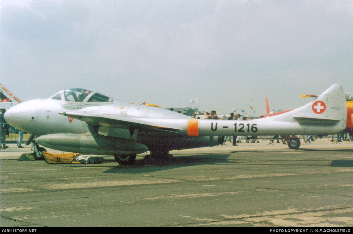 Aircraft Photo of U-1216 | De Havilland D.H. 115 Vampire T55 | Switzerland - Air Force | AirHistory.net #241861