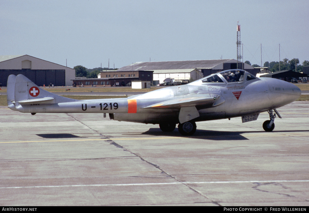 Aircraft Photo of G-DHWW / U-1219 | De Havilland D.H. 115 Vampire T55 | Switzerland - Air Force | AirHistory.net #242588