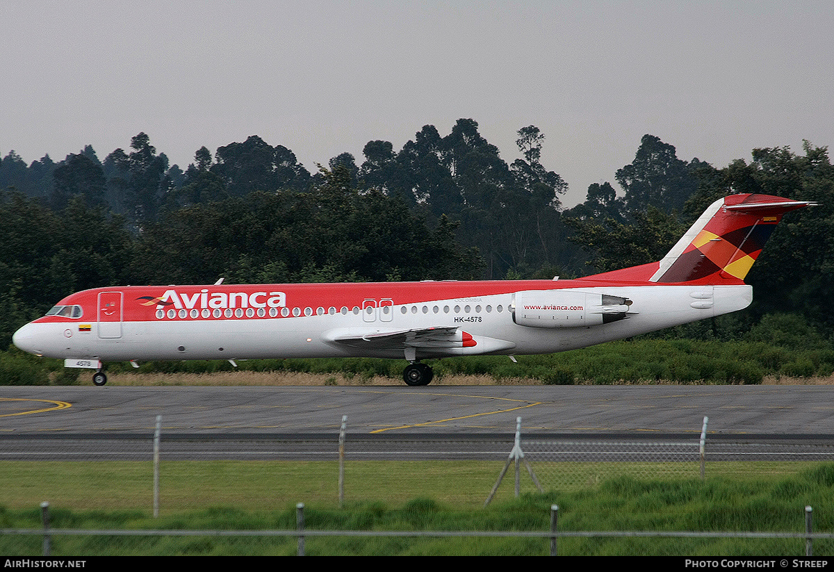 Aircraft Photo of HK-4578 | Fokker 100 (F28-0100) | Avianca | AirHistory.net #242791