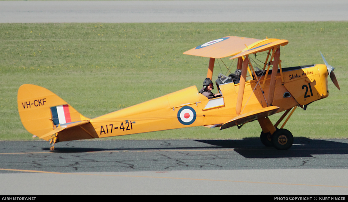 Aircraft Photo of VH-CKF / A17-421 | De Havilland D.H. 82A Tiger Moth | Australia - Air Force | AirHistory.net #250548
