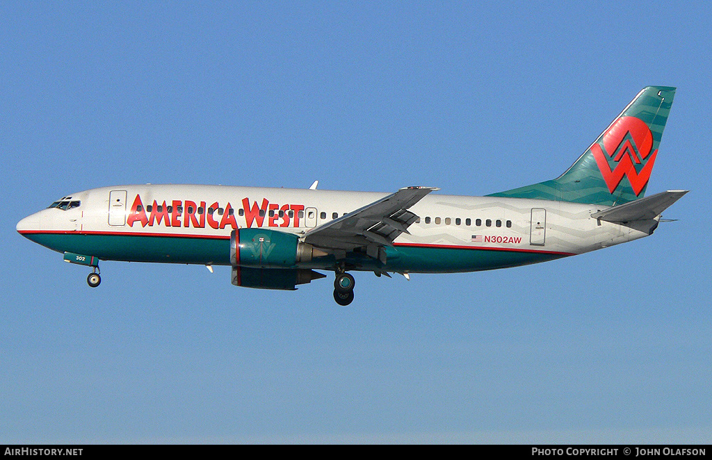 Aircraft Photo of N302AW | Boeing 737-3G7 | America West Airlines | AirHistory.net #252976