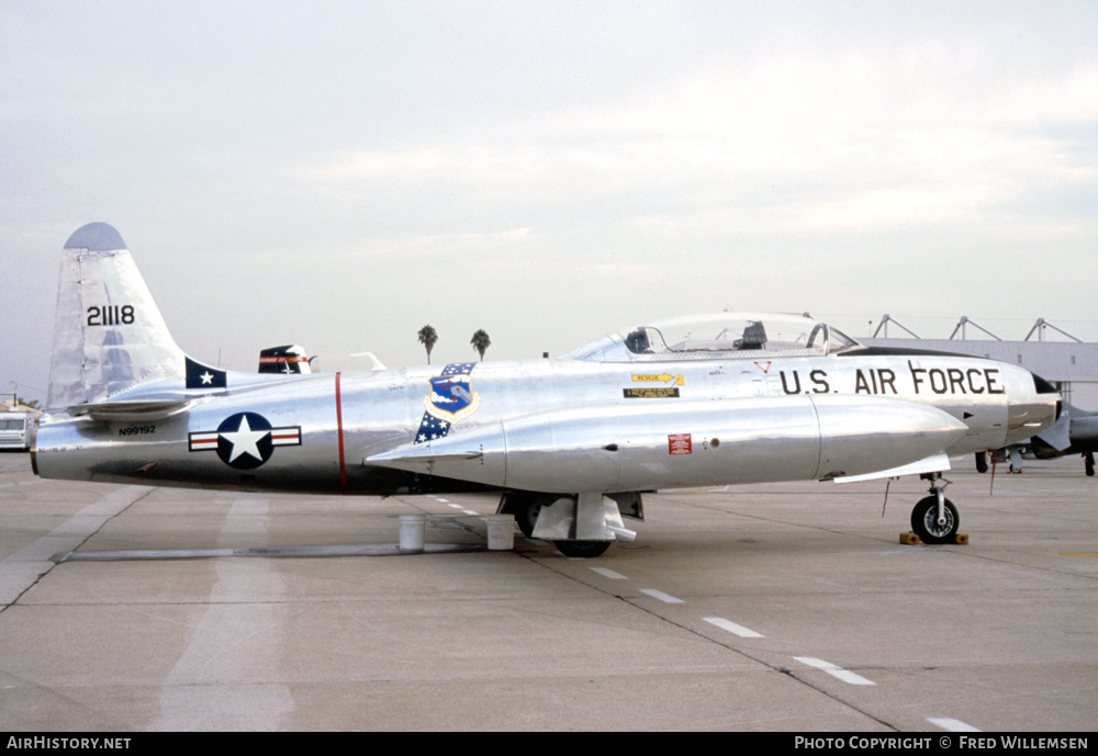 Aircraft Photo of N99192 / 21118 | Canadair T-33AN Silver Star 3 | USA - Air Force | AirHistory.net #253480