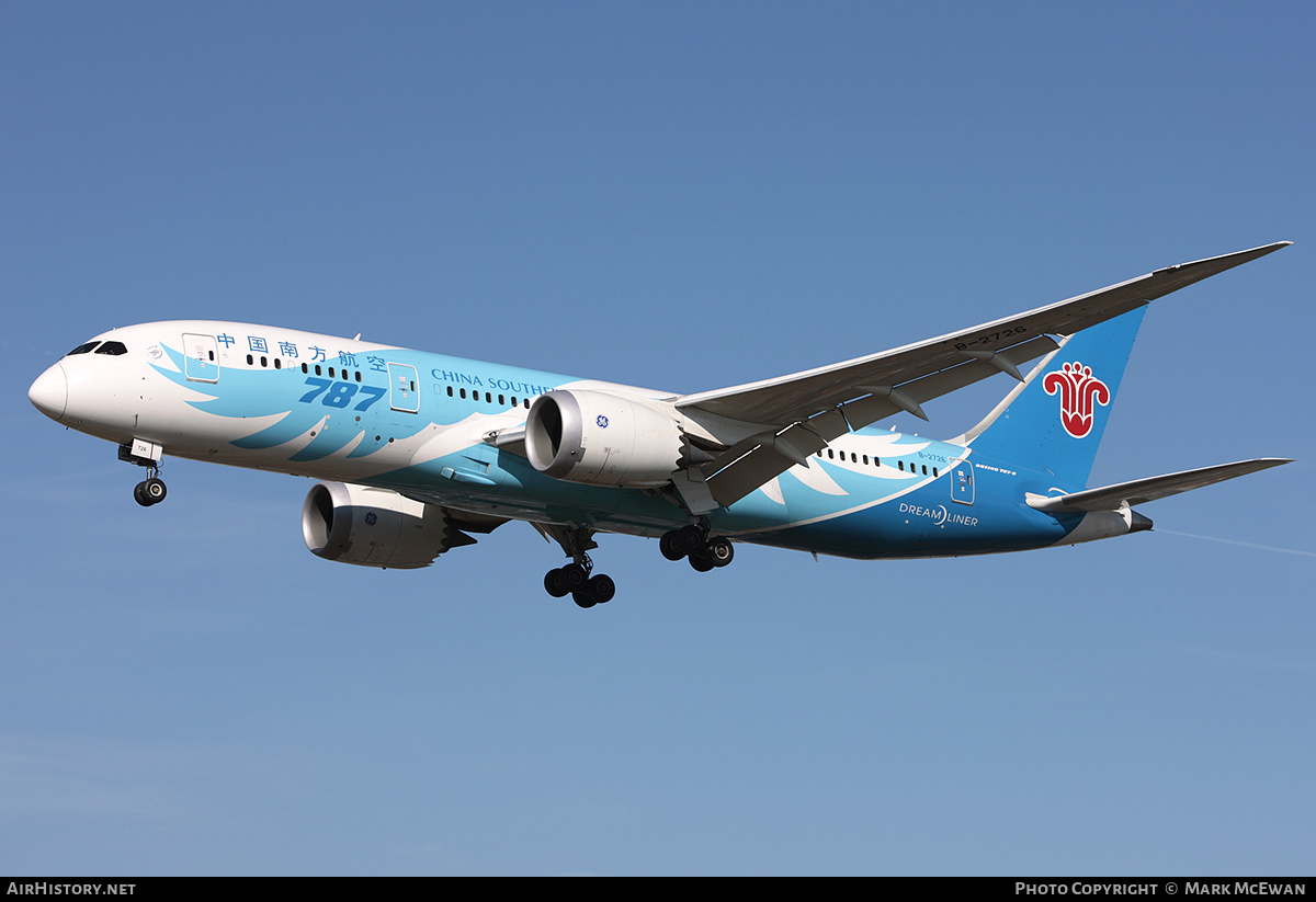 Aircraft Photo of B-2726 | Boeing 787-8 Dreamliner | China Southern Airlines | AirHistory.net #254099
