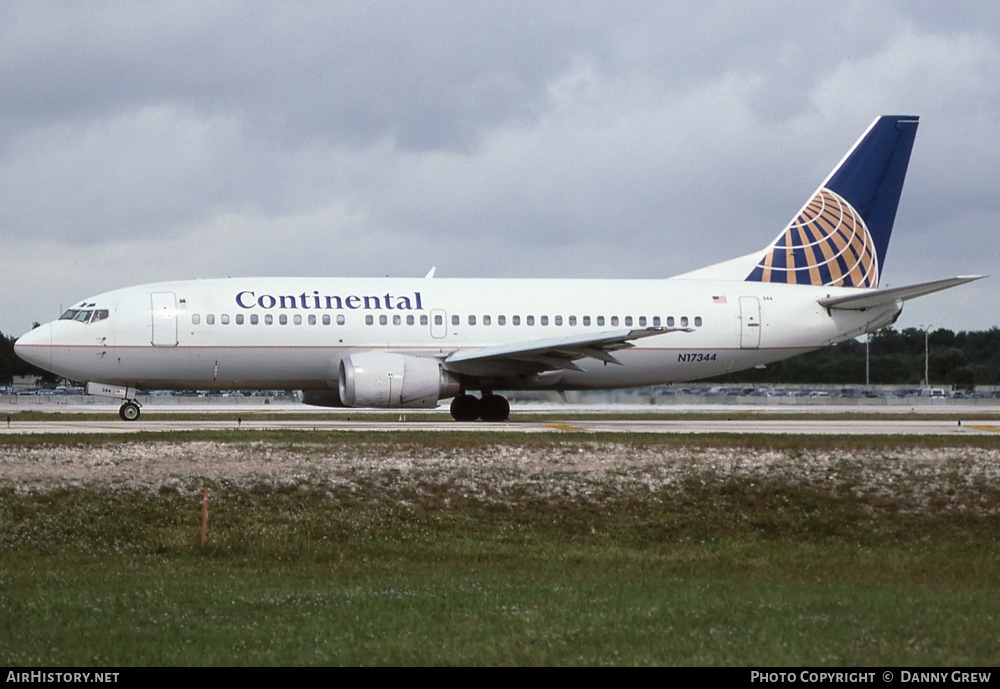 Aircraft Photo of N17344 | Boeing 737-3T0 | Continental Airlines | AirHistory.net #258200