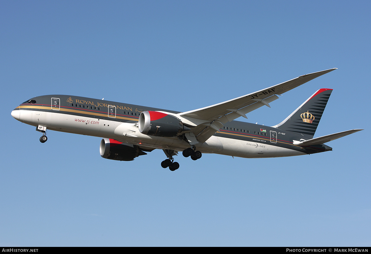 Aircraft Photo of JY-BAF | Boeing 787-8 Dreamliner | Royal Jordanian Airlines | AirHistory.net #258319