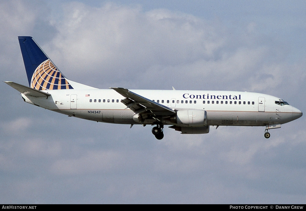 Aircraft Photo of N14347 | Boeing 737-3T0 | Continental Airlines | AirHistory.net #258697