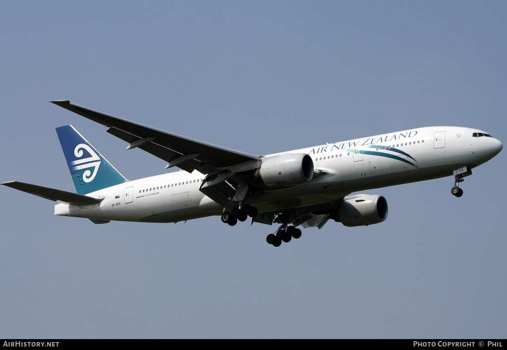 Aircraft Photo of ZK-OKA | Boeing 777-219/ER | Air New Zealand | AirHistory.net #259389