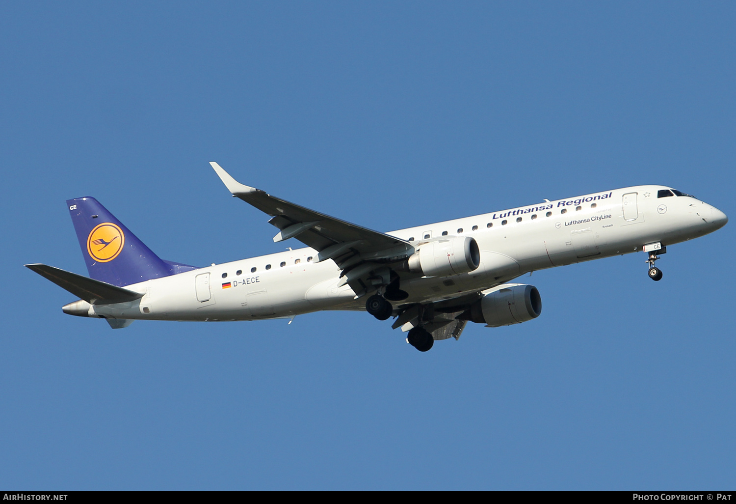 Aircraft Photo of D-AECE | Embraer 190LR (ERJ-190-100LR) | Lufthansa Regional | AirHistory.net #261167