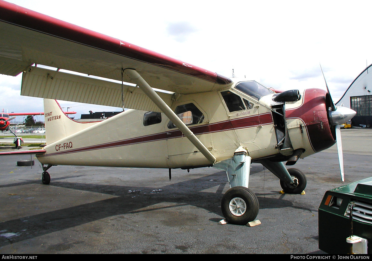 Aircraft Photo of CF-FAQ | De Havilland Canada DHC-2 Beaver Mk1 | Coast Western Airlines | AirHistory.net #263239