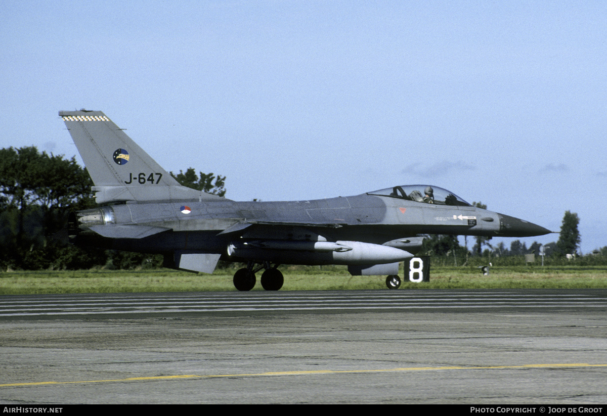 Aircraft Photo of J-647 | General Dynamics F-16A Fighting Falcon | Netherlands - Air Force | AirHistory.net #264675