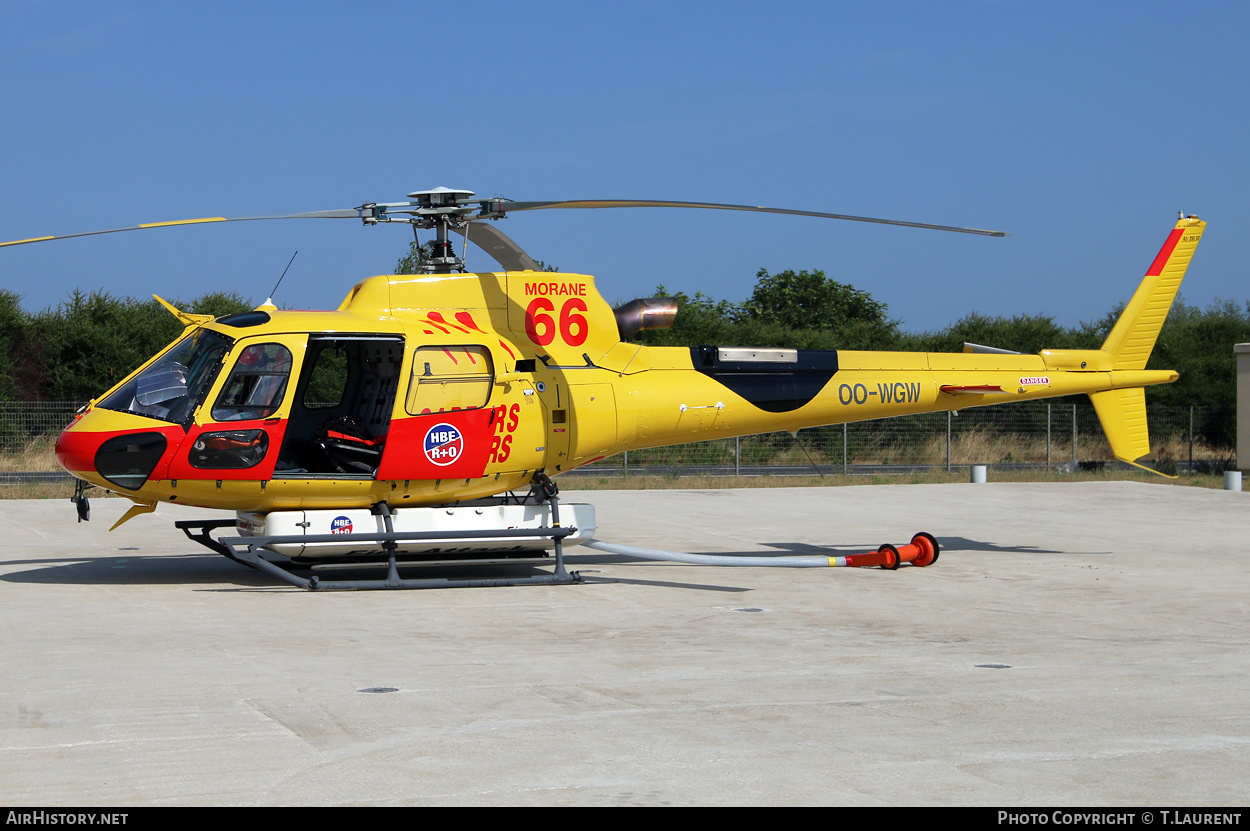 Aircraft Photo of OO-WGW | Eurocopter AS-350B-3E Ecureuil | HBE R+O - Hélicoptère Bombardier d'Eau | AirHistory.net #268791