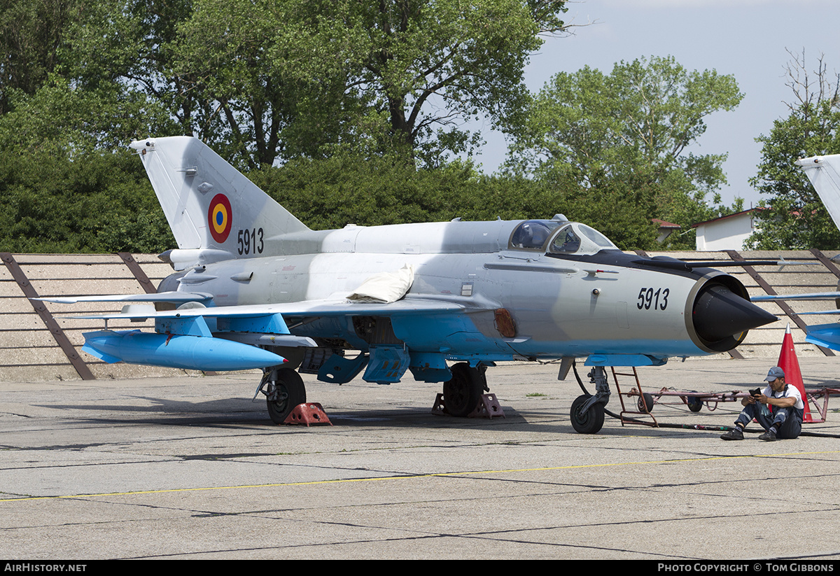 Aircraft Photo of 5913 | Mikoyan-Gurevich MiG-21MF-75 Lancer A | Romania - Air Force | AirHistory.net #268849
