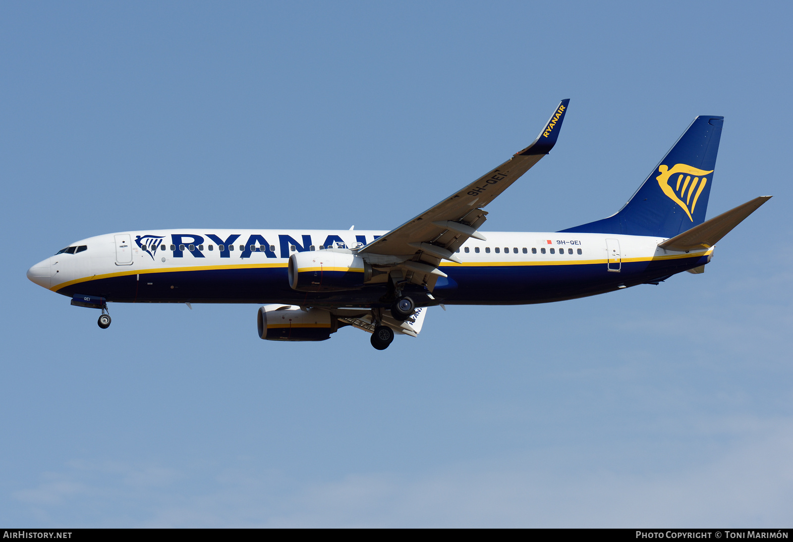 Aircraft Photo of 9H-QEI | Boeing 737-800 | Ryanair | AirHistory.net #269589