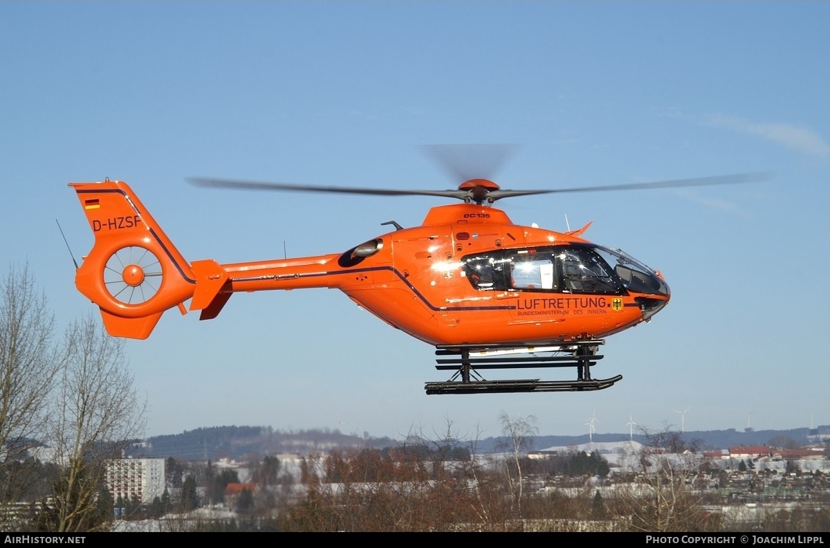 Aircraft Photo of D-HZSF | Eurocopter EC-135T-2+ | Luftrettung - Bundesministerium des Innern | AirHistory.net #274297