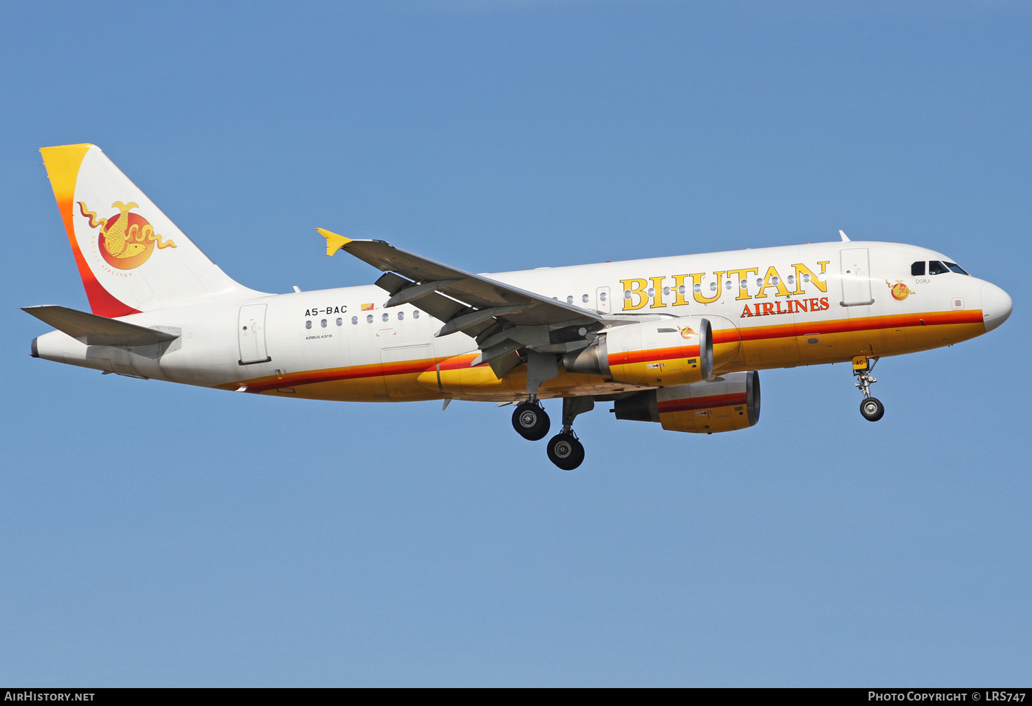 Aircraft Photo of A5-BAC | Airbus A319-112 | Bhutan Airlines | AirHistory.net #276278