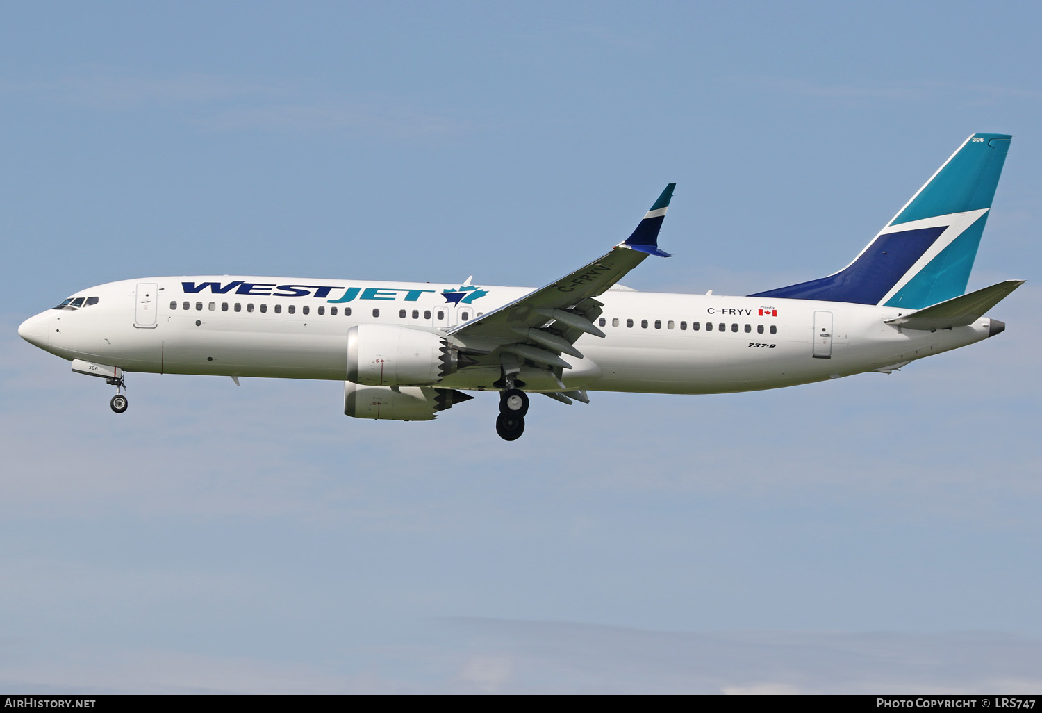 Aircraft Photo of C-FRYV | Boeing 737-8 Max 8 | WestJet | AirHistory.net #277090