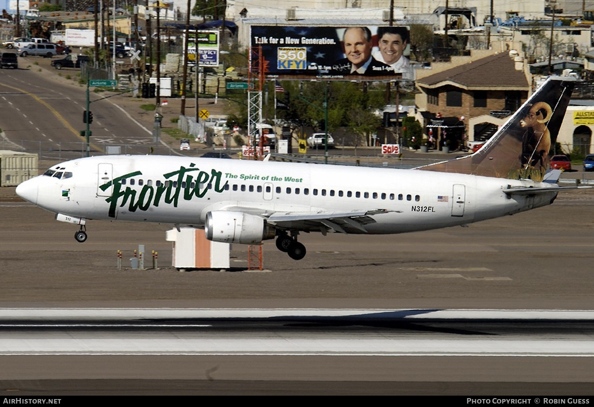 Aircraft Photo of N312FL | Boeing 737-3L9 | Frontier Airlines | AirHistory.net #277556