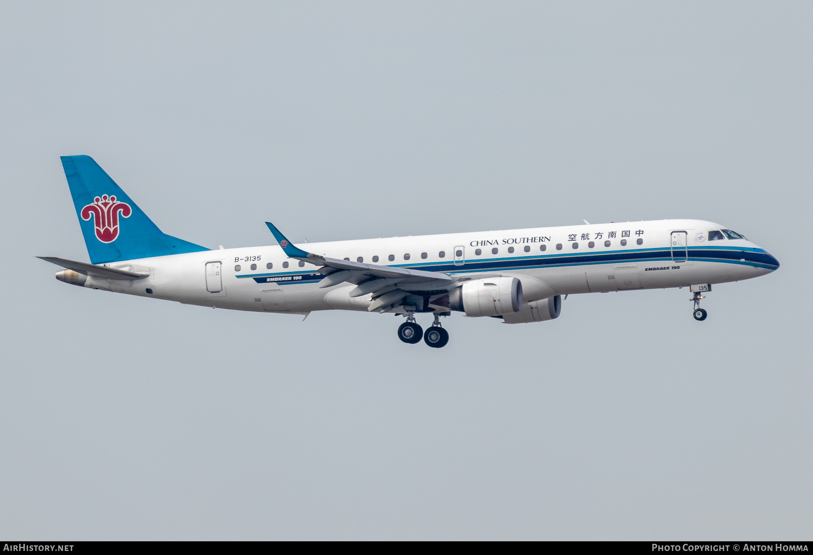 Aircraft Photo of B-3135 | Embraer 190LR (ERJ-190-100LR) | China Southern Airlines | AirHistory.net #277914