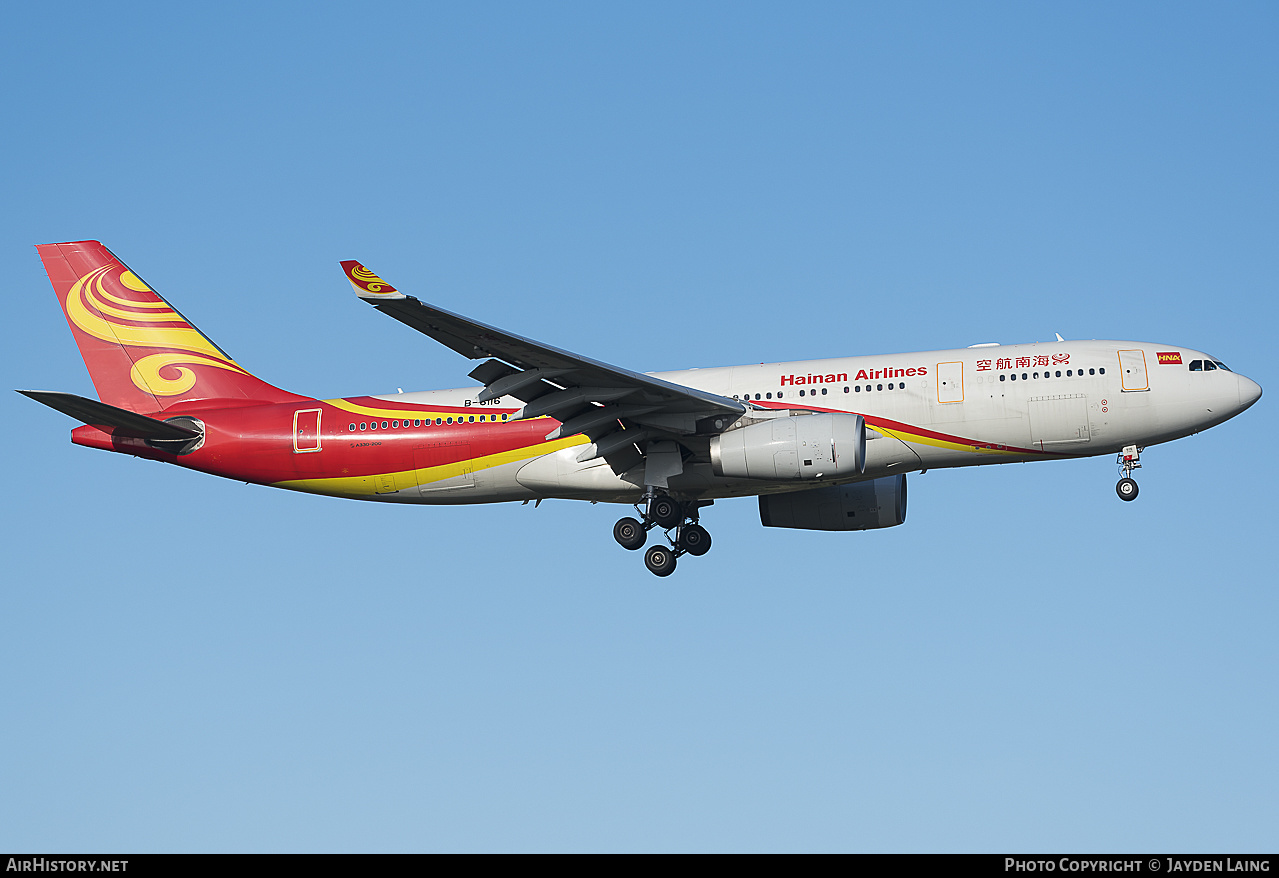 Aircraft Photo of B-6116 | Airbus A330-243 | Hainan Airlines | AirHistory.net #278515