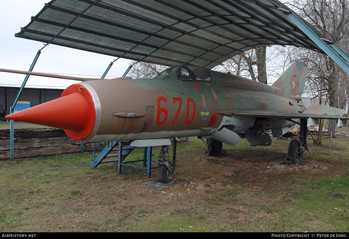 Aircraft Photo of 670 | Mikoyan-Gurevich MiG-21MF | East Germany - Air Force | AirHistory.net #279041