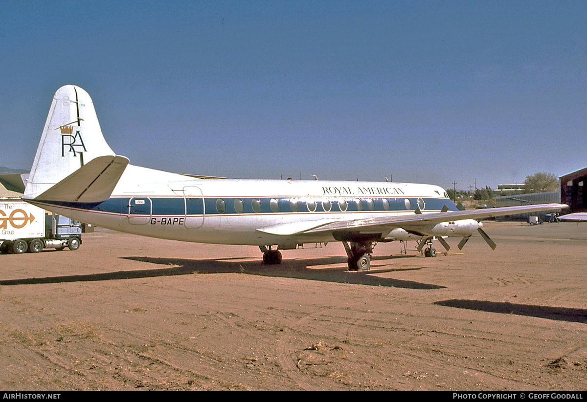 Aircraft Photo of G-BAPE | Vickers 814 Viscount | Royal American Airways | AirHistory.net #280834