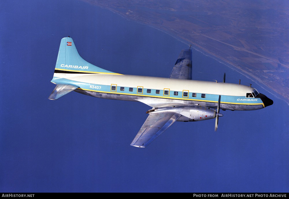Aircraft Photo of N3407 | Convair 640 | Caribair | AirHistory.net #281561
