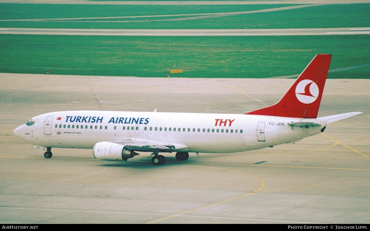 Aircraft Photo of TC-JDE | Boeing 737-4Y0 | THY Türk Hava Yolları - Turkish Airlines | AirHistory.net #281918