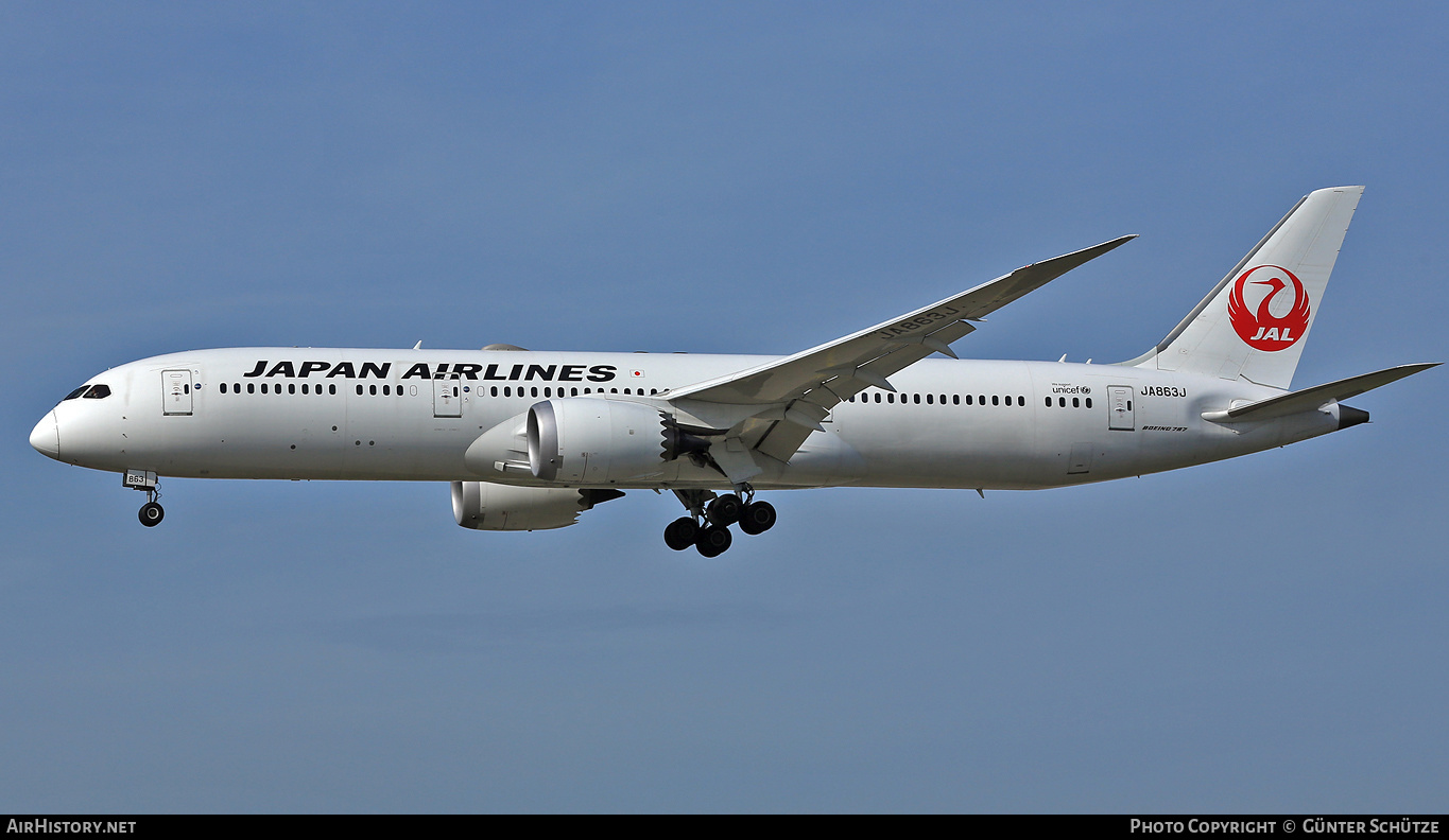 Aircraft Photo of JA863J | Boeing 787-9 Dreamliner | Japan Airlines - JAL | AirHistory.net #282991