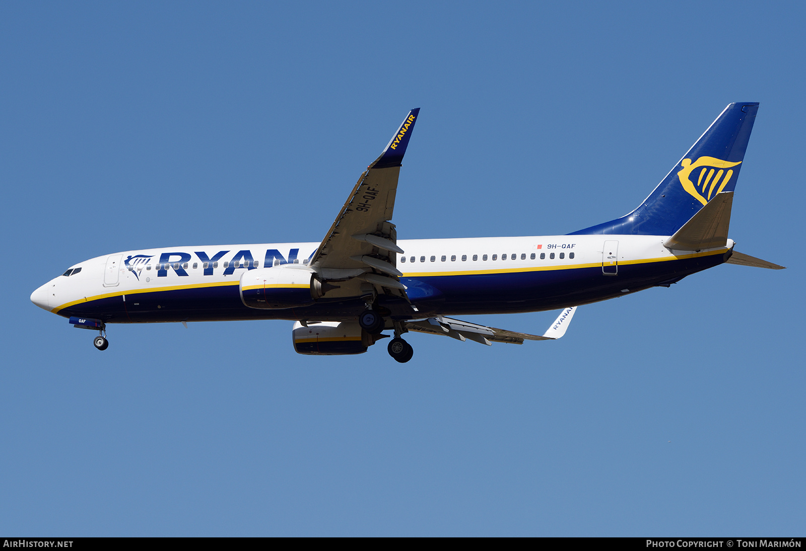 Aircraft Photo of 9H-QAF | Boeing 737-800 | Ryanair | AirHistory.net #284066