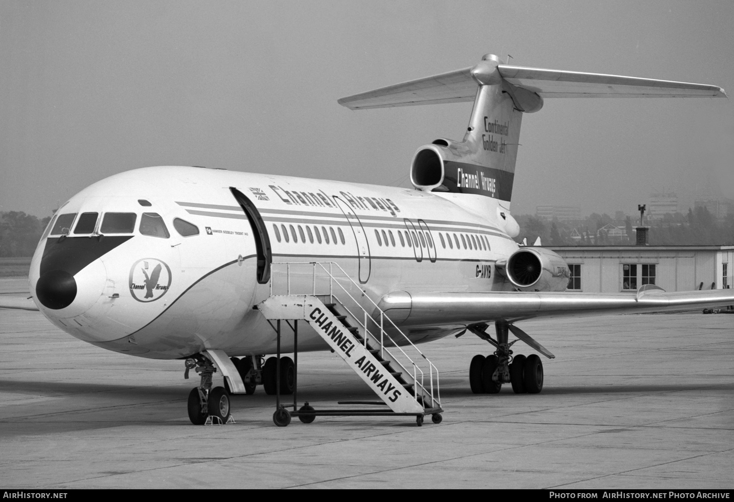 Aircraft Photo of G-AVYB | Hawker Siddeley HS-121 Trident 1E | Channel Airways | AirHistory.net #284151