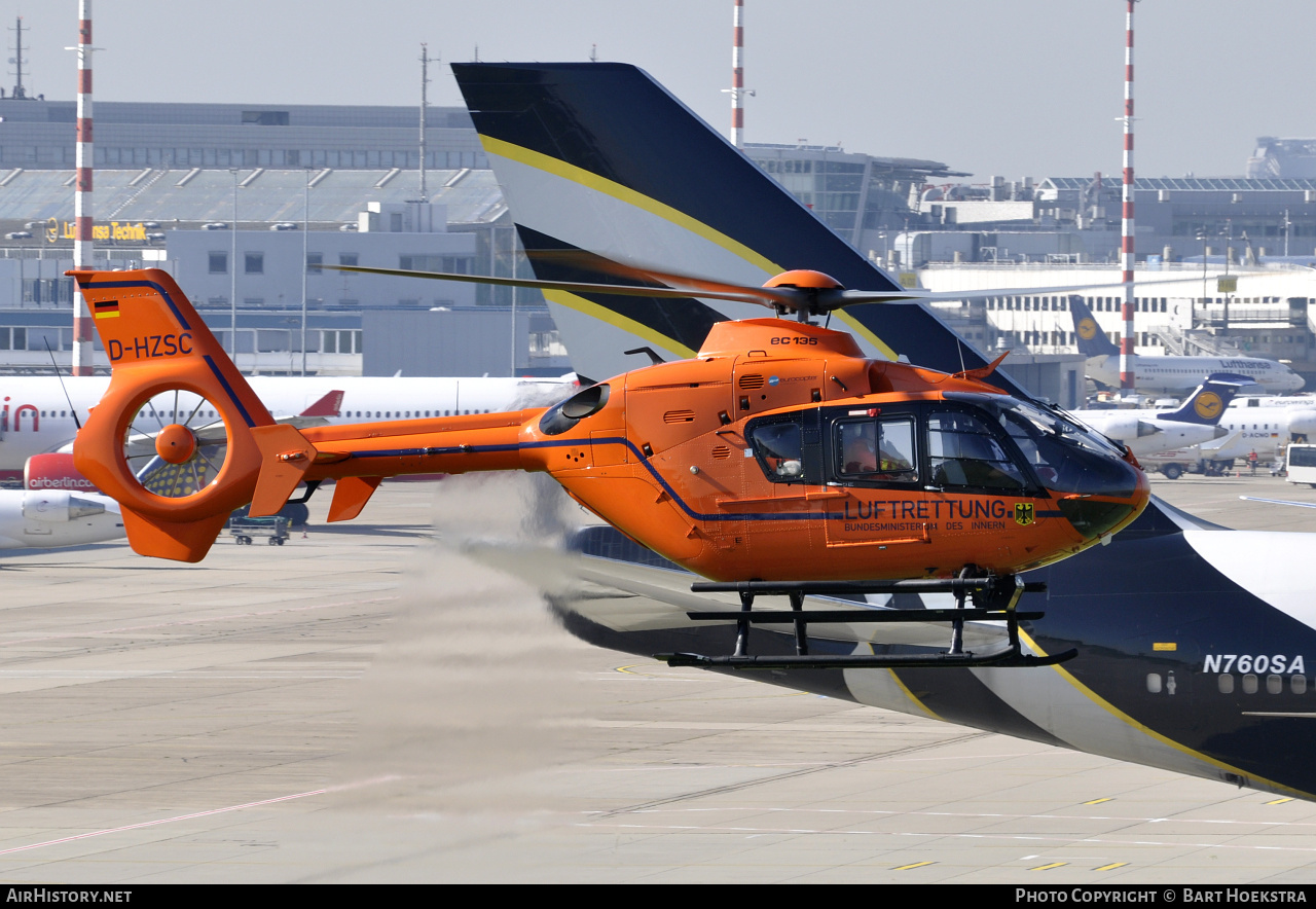 Aircraft Photo of D-HZSC | Eurocopter EC-135T-2+ | Luftrettung - Bundesministerium des Innern | AirHistory.net #284830