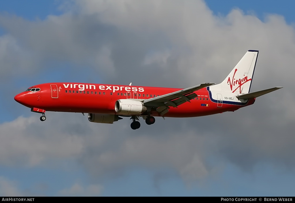 Aircraft Photo of OO-VEJ | Boeing 737-405 | Virgin Express | AirHistory.net #285253