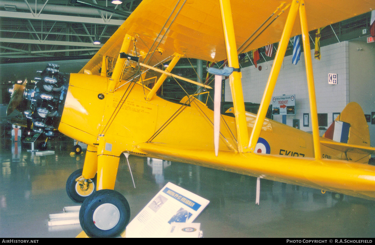 Aircraft Photo of C-FAIU / FK107 | Boeing PT-17 Kaydet (A75N1) | Canadian Warplane Heritage | UK - Air Force | AirHistory.net #285928