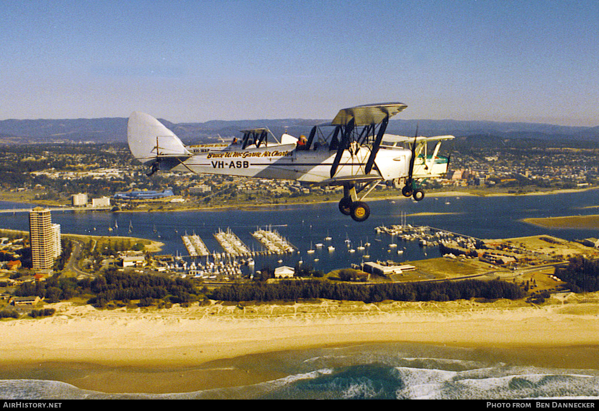 Aircraft Photo of VH-ASB | De Havilland D.H. 82A Tiger Moth | Bruce W McGarvie Air Charter | AirHistory.net #293095