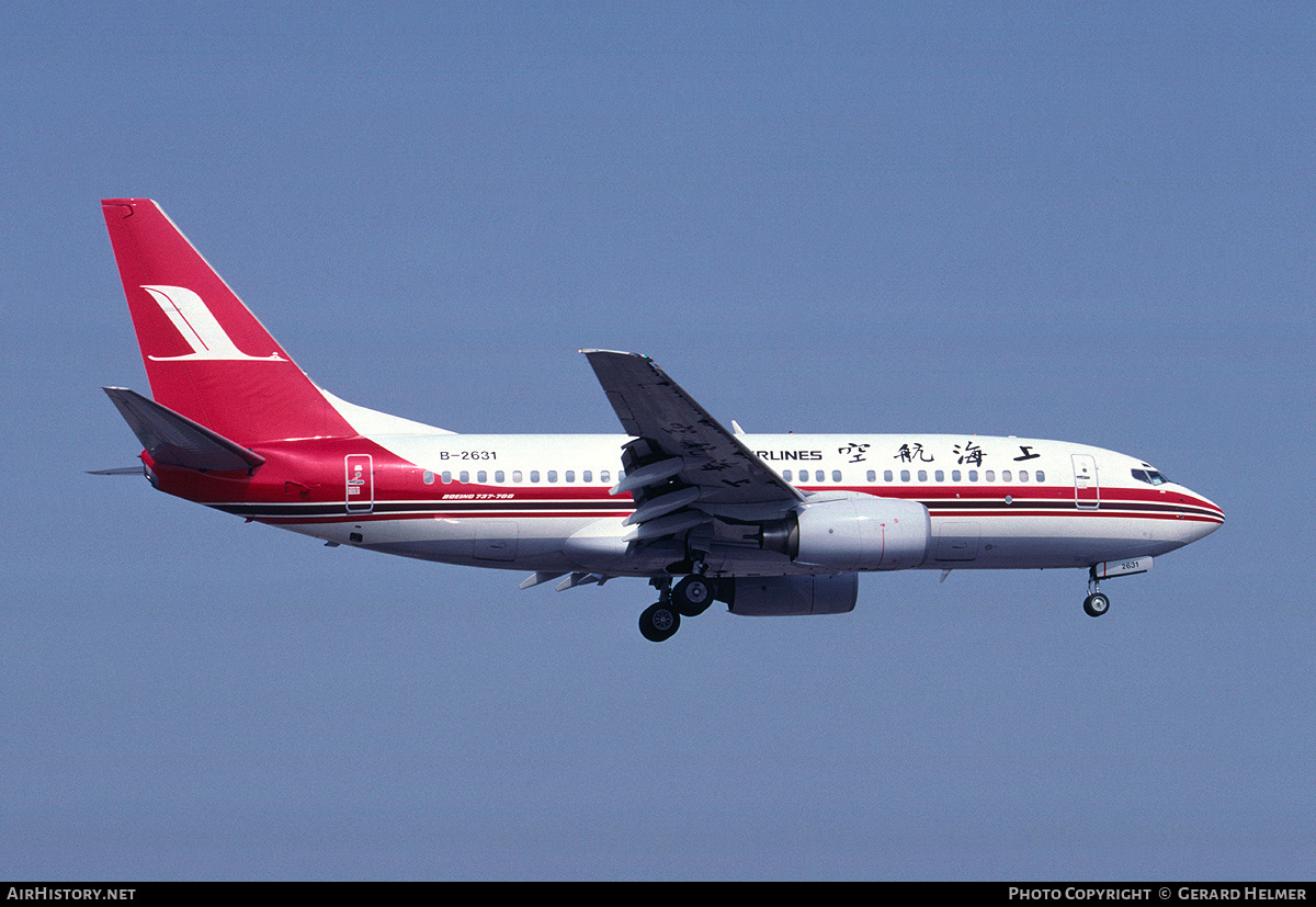 Aircraft Photo of B-2631 | Boeing 737-7Q8 | Shanghai Airlines | AirHistory.net #295518