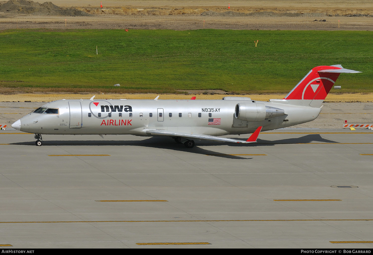 Aircraft Photo of N835AY | Bombardier CRJ-200ER (CL-600-2B19) | NWA Airlink | AirHistory.net #296260