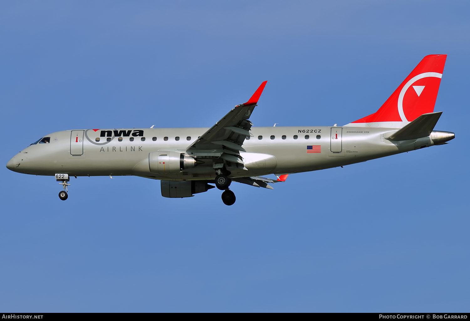 Aircraft Photo of N622CZ | Embraer 175LR (ERJ-170-200LR) | NWA Airlink | AirHistory.net #296469