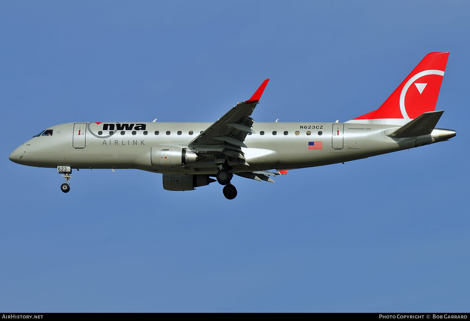 Aircraft Photo of N623CZ | Embraer 175LR (ERJ-170-200LR) | NWA Airlink | AirHistory.net #296491