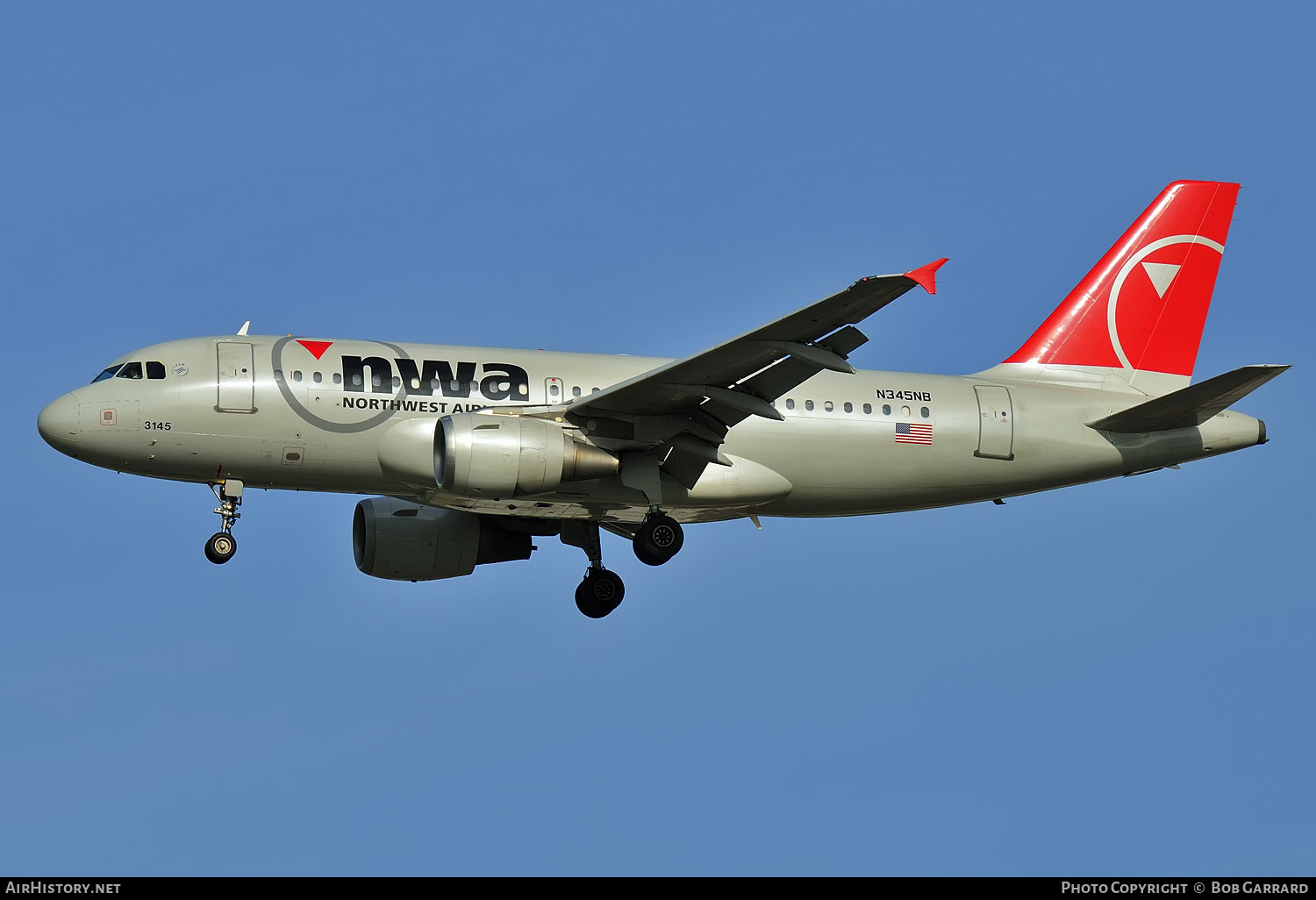 Aircraft Photo of N345NB | Airbus A319-114 | Northwest Airlines | AirHistory.net #296586